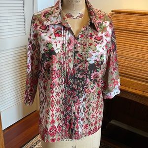 Susan Graver blouse with pleated button down front